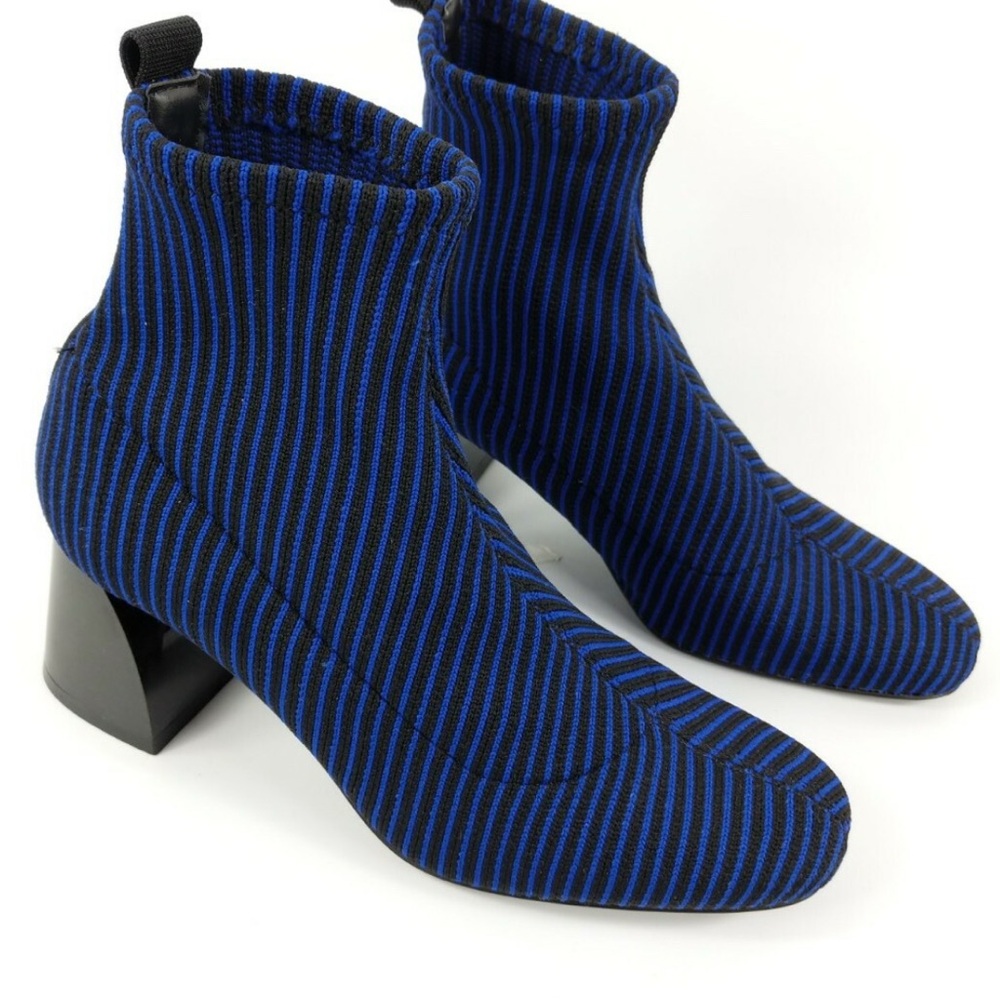 Zara Black and Blue Striped Ankle Boots Size 41/10